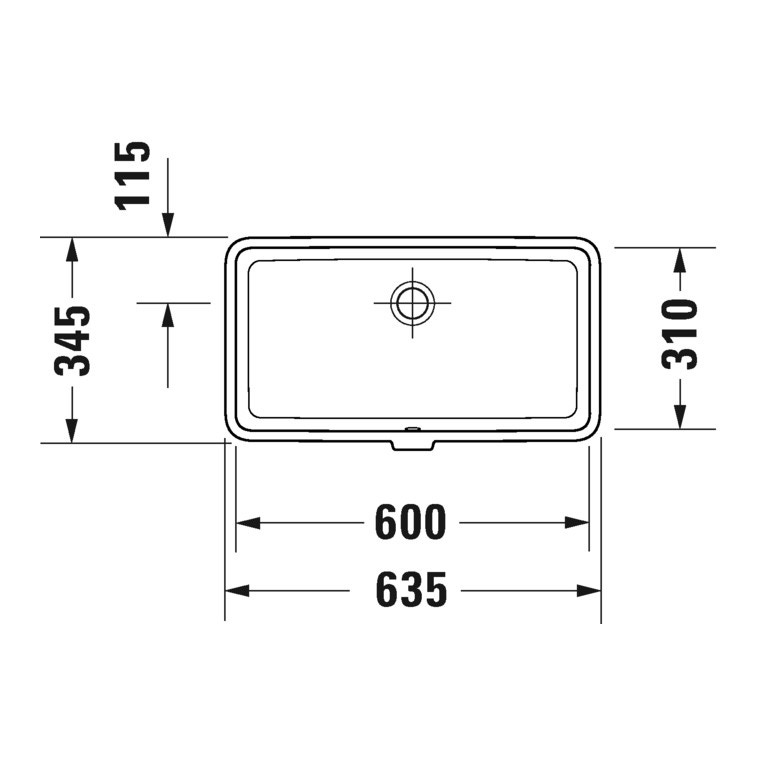 Immagine di Duravit VERO AIR lavabo da incasso sottopiano 60 cm, con troppopieno, colore bianco 0384600000