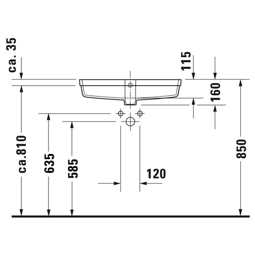 Immagine di Duravit VERO AIR lavabo da incasso sottopiano 60 cm, con troppopieno, colore bianco 0384600000