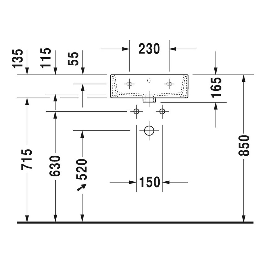 Immagine di Duravit VERO AIR lavamani consolle 45 cm, monoforo, con troppopieno, con bordo per rubinetteria, lato inferiore smaltato, WonderGliss, colore bianco 07244500001