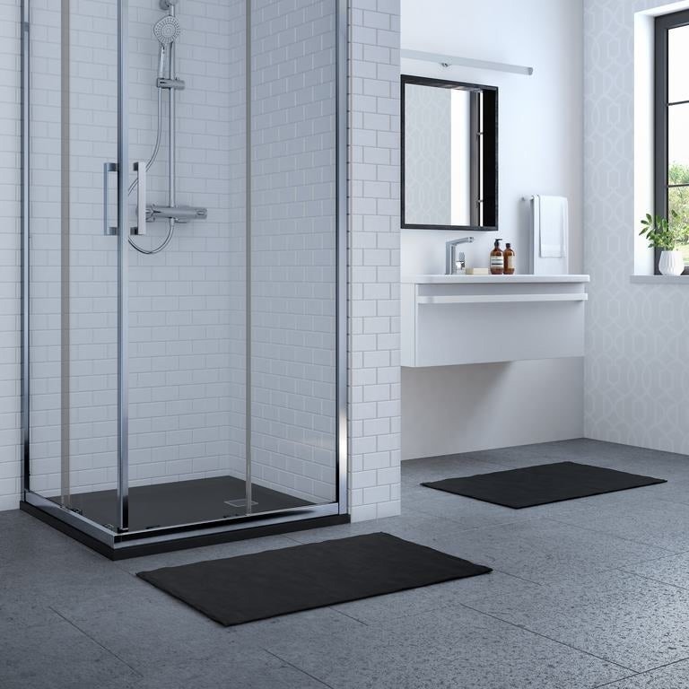 Immagine di Ideal Standard ULTRA FLAT S piatto doccia quadrato 80 cm ultrasottile, colore nero finitura opaco effetto pietra K8214FV