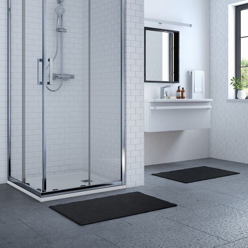 Immagine di Ideal Standard ULTRA FLAT S piatto doccia quadrato 90 cm ultrasottile, colore bianco finitura opaco effetto pietra K8215FR