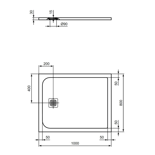 Immagine di Ideal Standard ULTRA FLAT S piatto doccia rettangolare L.100 P.80 cm ultrasottile, colore grigio cemento finitura opaco effetto pietra K8219FS