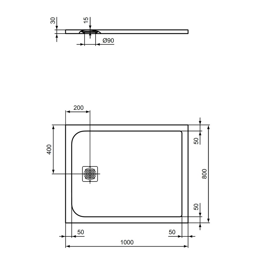 Immagine di Ideal Standard ULTRA FLAT S piatto doccia rettangolare L.100 P.80 cm ultrasottile, colore sabbia finitura opaco effetto pietra K8219FT