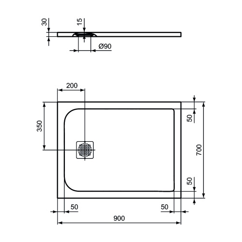 Immagine di Ideal Standard ULTRA FLAT S piatto doccia rettangolare L.90 P.70 cm ultrasottile, colore grigio cemento finitura opaco effetto pietra K8190FS