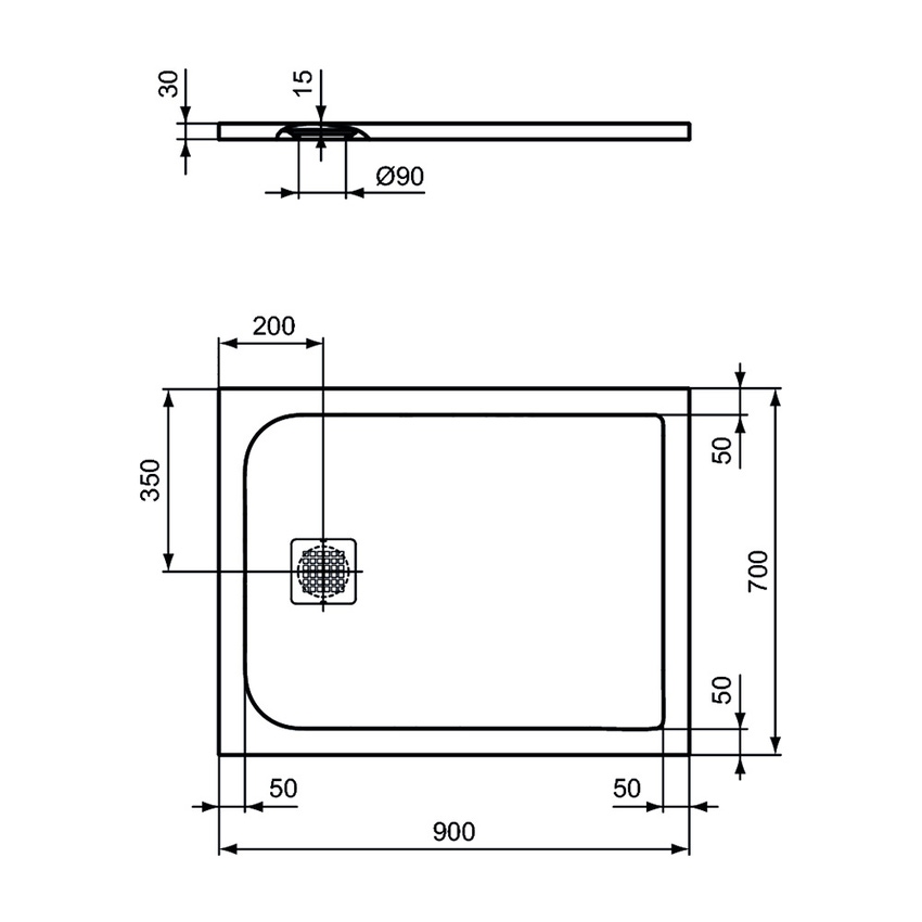 Immagine di Ideal Standard ULTRA FLAT S piatto doccia rettangolare L.90 P.70 cm ultrasottile, colore sabbia finitura opaco effetto pietra K8190FT