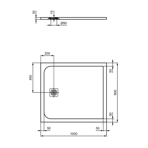Immagine di Ideal Standard ULTRA FLAT S piatto doccia rettangolare L.100 P.90 cm ultrasottile, colore sabbia finitura opaco effetto pietra K8220FT