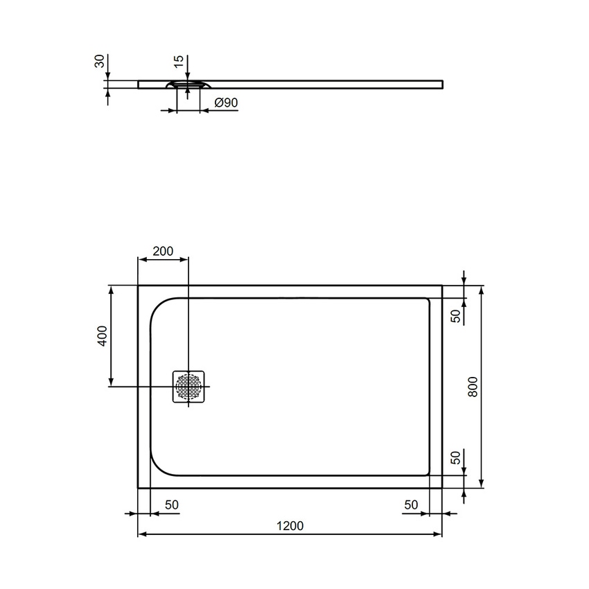 Immagine di Ideal Standard ULTRA FLAT S piatto doccia rettangolare L.120 P.80 cm ultrasottile, colore grigio cemento finitura opaco effetto pietra K8227FS