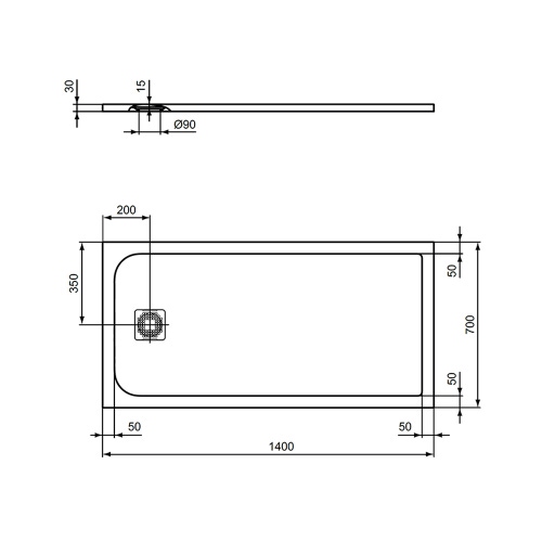 Immagine di Ideal Standard ULTRA FLAT S piatto doccia rettangolare L.140 P.70 cm ultrasottile, colore sabbia finitura opaco effetto pietra K8234FT