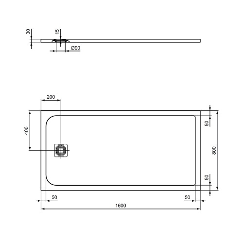 Immagine di Ideal Standard ULTRA FLAT S piatto doccia rettangolare L.160 P.80 cm ultrasottile, colore nero finitura opaco effetto pietra K8276FV