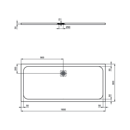 Immagine di Ideal Standard ULTRA FLAT S piatto doccia rettangolare L.180 P.80 cm ultrasottile, colore grigio cemento finitura opaco effetto pietra K8304FS