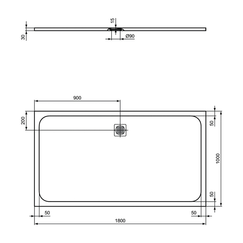 Immagine di Ideal Standard ULTRA FLAT S piatto doccia rettangolare L.180 P.100 cm ultrasottile, colore sabbia finitura opaco effetto pietra K8320FT