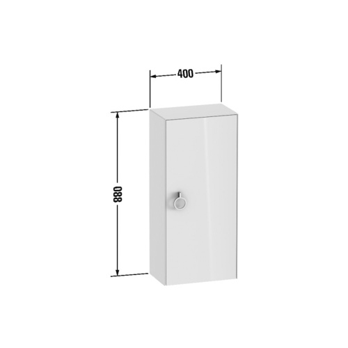 Immagine di Duravit WHITE TULIP colonna bassa H.88 cm, 1 anta con cerniera a sinistra e 2 ripiani in vetro con supporti in alluminio, frontale in legno massello finitura rovere, corpo colore bianco nordic finitura opaco WT1323LH539