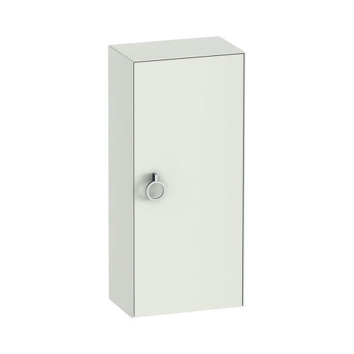 Immagine di Duravit WHITE TULIP colonna bassa H.88 cm, 1 anta con cerniera a sinistra e 2 ripiani in vetro con supporti in alluminio, frontale e corpo colore bianco finitura opaco WT1323L3636