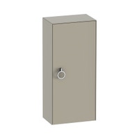 Immagine di Duravit WHITE TULIP colonna bassa H.88 cm, 1 anta con cerniera a sinistra e 2 ripiani in vetro con supporti in alluminio, frontale e corpo colore taupe finitura opaco WT1323L6060