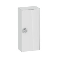 Immagine di Duravit WHITE TULIP colonna bassa H.88 cm, 1 anta con cerniera a sinistra e 2 ripiani in vetro con supporti in alluminio, frontale e corpo colore bianco finitura lucido WT1323L8585