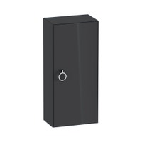 Immagine di Duravit WHITE TULIP colonna bassa H.88 cm, 1 anta con cerniera a sinistra e 2 ripiani in vetro con supporti in alluminio, frontale e corpo colore grigio grafite finitura lucido WT1323LH1H1