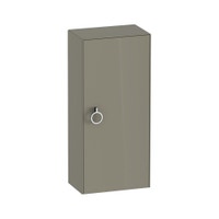 Immagine di Duravit WHITE TULIP colonna bassa H.88 cm, 1 anta con cerniera a sinistra e 2 ripiani in vetro con supporti in alluminio, frontale e corpo colore grigio pietra finitura lucido WT1323LH2H2