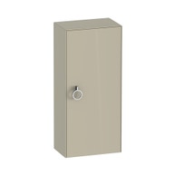 WHITE TULIP colonna bassa H.88 cm, 1 anta con cerniera a sinistra e 2 ripiani in vetro con supporti in alluminio, frontale e corpo colore taupe finitura lucido