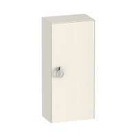 Immagine di Duravit WHITE TULIP colonna bassa H.88 cm, 1 anta con cerniera a sinistra e 2 ripiani in vetro con supporti in alluminio, frontale e corpo colore bianco nordic finitura lucido WT1323LH4H4