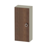 Immagine di Duravit WHITE TULIP colonna bassa H.88 cm, 1 anta con cerniera a destra e 2 ripiani in vetro con supporti in alluminio, frontale in legno massello finitura noce, corpo colore taupe finitura lucido WT1323R77H3