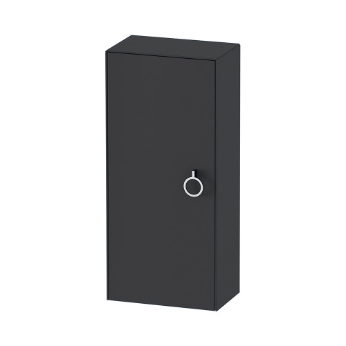 Immagine di Duravit WHITE TULIP colonna bassa H.88 cm, 1 anta con cerniera a destra e 2 ripiani in vetro con supporti in alluminio, frontale e corpo colore grigio grafite finitura opaco WT1323R5858