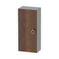 Immagine di Duravit WHITE TULIP colonna bassa H.88 cm, 1 anta con cerniera a destra e 2 ripiani in vetro con supporti in alluminio, frontale in legno massello finitura noce, corpo colore grigio pietra finitura lucido WT1323R7792