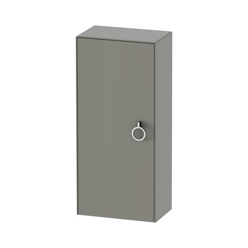 Immagine di Duravit WHITE TULIP colonna bassa H.88 cm, 1 anta con cerniera a destra e 2 ripiani in vetro con supporti in alluminio, frontale e corpo colore grigio pietra finitura opaco WT1323R9292