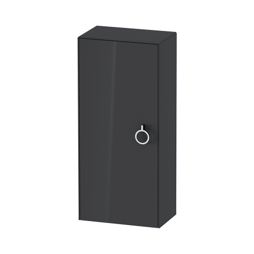 Immagine di Duravit WHITE TULIP colonna bassa H.88 cm, 1 anta con cerniera a destra e 2 ripiani in vetro con supporti in alluminio, frontale e corpo colore grigio grafite finitura lucido WT1323RH1H1