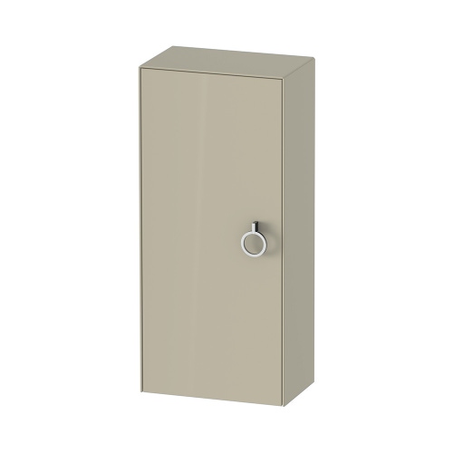 Immagine di Duravit WHITE TULIP colonna bassa H.88 cm, 1 anta con cerniera a destra e 2 ripiani in vetro con supporti in alluminio, frontale e corpo colore taupe finitura lucido WT1323RH3H3