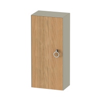 Immagine di Duravit WHITE TULIP colonna bassa H.88 cm, 1 anta con cerniera a destra e 2 ripiani in vetro con supporti in alluminio, frontale in legno massello finitura rovere, corpo colore taupe finitura lucido WT1323RH5H3