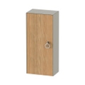 Immagine di Duravit WHITE TULIP colonna bassa H.88 cm, 1 anta con cerniera a destra e 2 ripiani in vetro con supporti in alluminio, frontale in legno massello finitura rovere, corpo colore taupe finitura opaco WT1323RH560