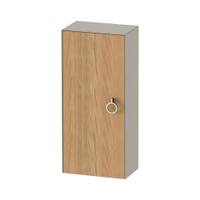 Immagine di Duravit WHITE TULIP colonna bassa H.88 cm, 1 anta con cerniera a destra e 2 ripiani in vetro con supporti in alluminio, frontale in legno massello finitura rovere, corpo colore taupe finitura opaco WT1323RH560