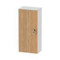 Immagine di Duravit WHITE TULIP colonna bassa H.88 cm, 1 anta con cerniera a destra e 2 ripiani in vetro con supporti in alluminio, frontale in legno massello finitura rovere, corpo colore bianco finitura lucido WT1323RH585