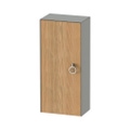 Immagine di Duravit WHITE TULIP colonna bassa H.88 cm, 1 anta con cerniera a destra e 2 ripiani in vetro con supporti in alluminio, frontale in legno massello finitura rovere, corpo colore grigio pietra finitura opaco WT1323RH592