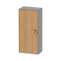 Immagine di Duravit WHITE TULIP colonna bassa H.88 cm, 1 anta con cerniera a destra e 2 ripiani in vetro con supporti in alluminio, frontale in legno massello finitura rovere, corpo colore grigio pietra finitura opaco WT1323RH592