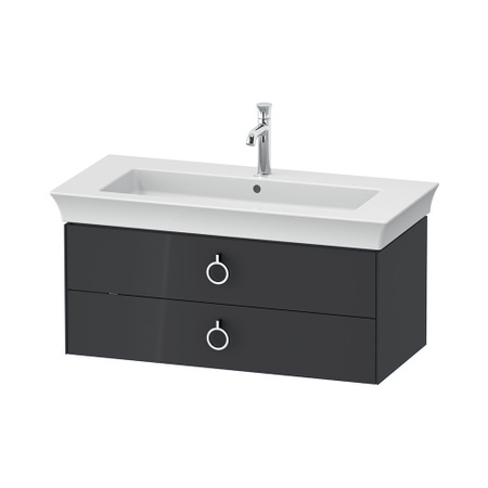 Immagine di Duravit WHITE TULIP base sottolavabo sospesa L.98.4 cm, con 2 cassetti e scasso per il sifone e coprisifone, frontale e corpo colore grigio grafite finitura lucido WT43520H1H1