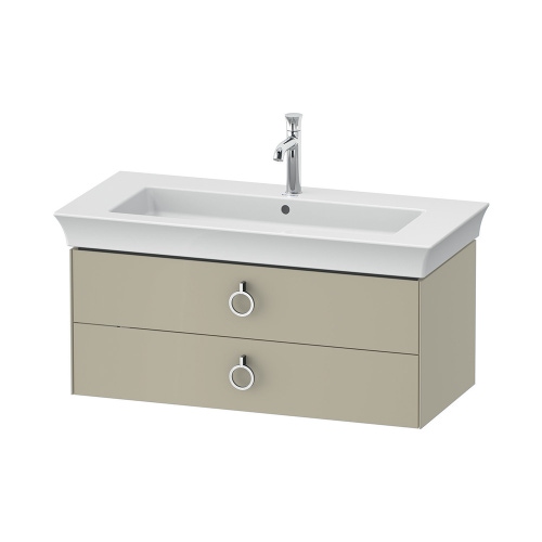 Immagine di Duravit WHITE TULIP base sottolavabo sospesa L.98.4 cm, con 2 cassetti e scasso per il sifone e coprisifone, frontale e corpo colore taupe finitura lucido WT43520H3H3