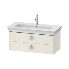 Immagine di Duravit WHITE TULIP base sottolavabo sospesa L.98.4 cm, con 2 cassetti e scasso per il sifone e coprisifone, frontale e corpo colore bianco nordic finitura lucido WT43520H4H4