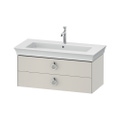 Immagine di Duravit WHITE TULIP base sottolavabo sospesa L.98.4 cm, con 2 cassetti e scasso per il sifone e coprisifone, frontale e corpo colore bianco nordic finitura opaco WT435203939
