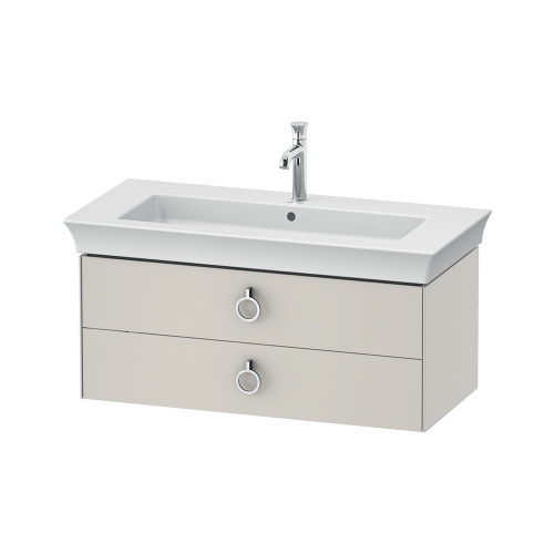 Immagine di Duravit WHITE TULIP base sottolavabo sospesa L.98.4 cm, con 2 cassetti e scasso per il sifone e coprisifone, frontale e corpo colore bianco nordic finitura opaco WT435203939