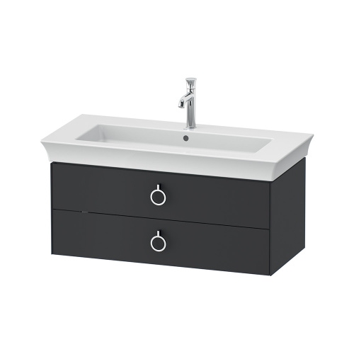 Immagine di Duravit WHITE TULIP base sottolavabo sospesa L.98.4 cm, con 2 cassetti e scasso per il sifone e coprisifone, frontale e corpo colore grigio grafite finitura opaco WT435205858