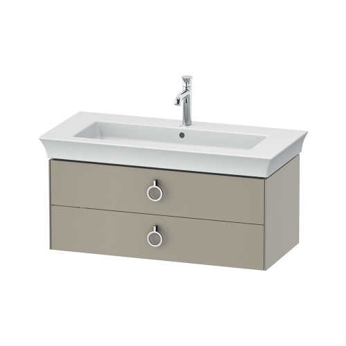 Immagine di Duravit WHITE TULIP base sottolavabo sospesa L.98.4 cm, con 2 cassetti e scasso per il sifone e coprisifone, frontale e corpo colore taupe finitura opaco WT435206060