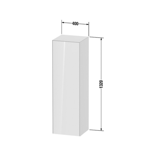 Immagine di Duravit WHITE TULIP colonna bassa H.132 cm, 1 anta con cerniera a sinistra e 3 ripiani in vetro con supporti in alluminio, frontale in legno massello finitura rovere naturale, corpo colore bianco nordic finitura lucido WT1332LH5H4