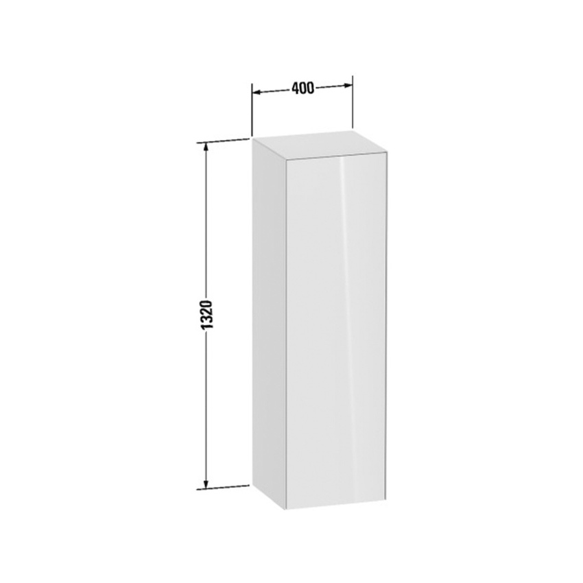 Immagine di Duravit WHITE TULIP colonna bassa H.132 cm, 1 anta con cerniera a destra e 3 ripiani in vetro con supporti in alluminio, frontale in legno massello finitura rovere naturale, corpo colore bianco nordic finitura lucido WT1332RH5H4