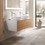 Immagine di Duravit WHITE TULIP base sottolavabo sospesa L.130 cm, con 2 cassetti e scasso per il sifone e coprisifone, 1 consolle con 2 tagli per lavabo, frontale finitura rovere naturale massello, corpo colore bianco nordic finitura lucido WT4988BH5H4