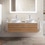Immagine di Duravit WHITE TULIP base sottolavabo sospesa L.130 cm, con 2 cassetti e scasso per il sifone e coprisifone, 1 consolle con 2 tagli per lavabo, frontale finitura rovere naturale massello, corpo colore bianco nordic finitura lucido WT4988BH5H4