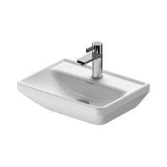 Immagine di Duravit D-NEO lavamani 45 cm monoforo, senza troppopieno, con bordo per rubinetteria, lato inferiore smaltato, colore bianco 0738450041