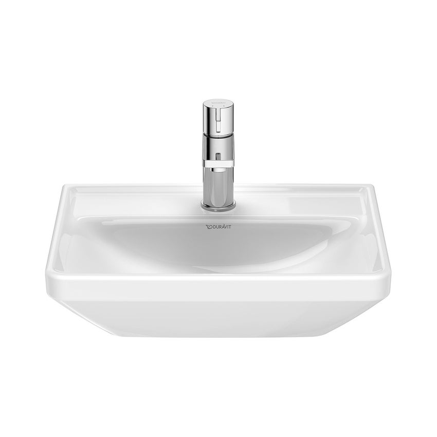 Immagine di Duravit D-NEO lavamani 45 cm monoforo, senza troppopieno, con bordo per rubinetteria, lato inferiore smaltato, colore bianco 0738450041