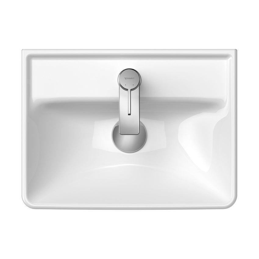 Immagine di Duravit D-NEO lavamani 45 cm monoforo, senza troppopieno, con bordo per rubinetteria, lato inferiore smaltato, colore bianco 0738450041