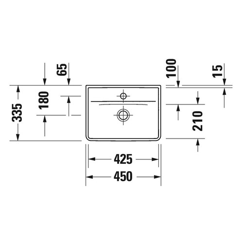 Immagine di Duravit D-NEO lavamani 45 cm monoforo, senza troppopieno, con bordo per rubinetteria, lato inferiore smaltato, colore bianco 0738450041